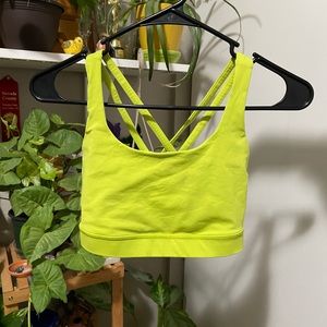 lime green lululemon energy sports bra